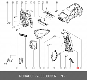 фонарь задний левый!\ Renault Duster 10> 265550035R RENAULT