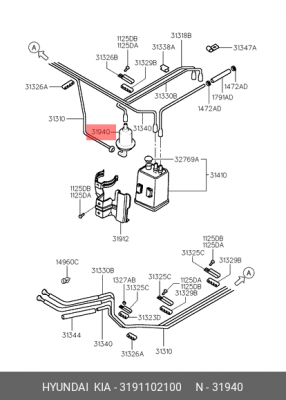 Фильтр топливный HYUNDAI Accent (99-),Verna OE 3191102100 HYUNDAI KIA