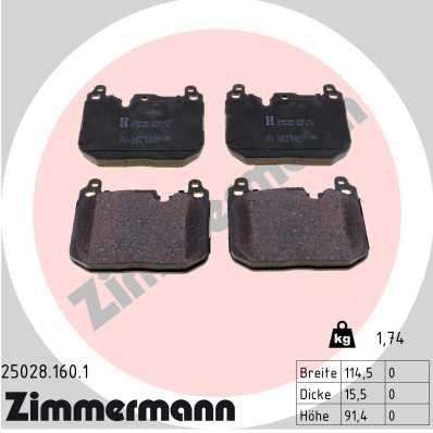 колодки дисковые !перед. 115x91x16 \ Mini Clubman II/Hatch III 13> 250281601 ZIMMERMANN