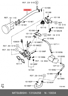 Патрубок MITSUBISHI ASX (10-) системы охлаждения OE 1310A058 MITSUBISHI