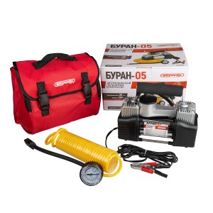 Компрессор автомобильный 60л/мин. 12атм. 10А 12V на клеммы АКБ Буран-05 SKYWAY S02001001 SKYWAY