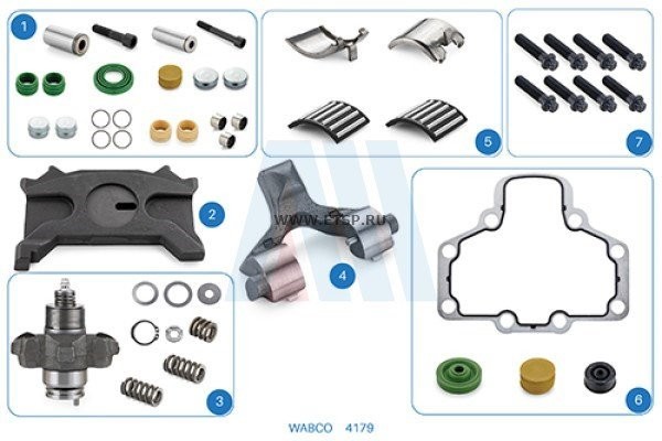РМК суппорта WABCO левый Ремкомплект Пыльников и Направляющих , Пластина Колодки 4179 ALCAN