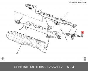 Кольцо уплотнительное CHEVROLET форсунки топливной комплект OE 12662112 GENERAL MOTORS