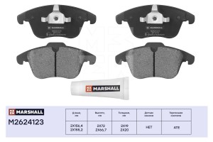 Торм. колодки дисковые передн. Ford Galaxy II 06- Mondeo IV 07- Volvo S60 II 10- M2624123 MARSHALL