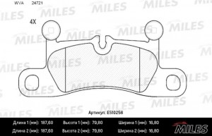 Колодки тормозные задние (Смесь CERAMIC серия PRO) VW TOUAREG 3.0-4.2 10-/PORSCH E510258 MILES
