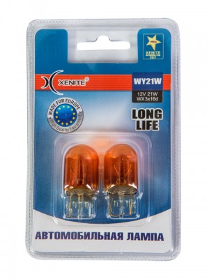 Лампа 12V WY21W WX3x16d 3200K желтая блистер (2шт.) Long Life XENITE 1007142 XENITE