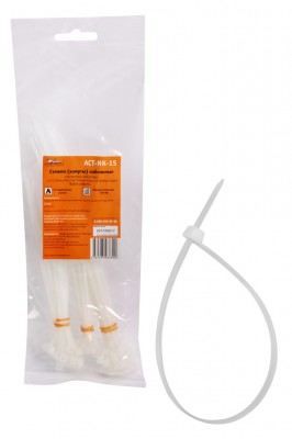 Хомут нейлоновый AIRLINE 2.5 х 100 мм, 3.6 х 150 мм, 3.6 х 200 мм белый 60 шт. ACT-NK-15 AIRLINE