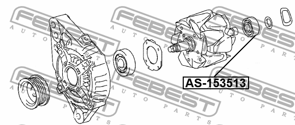 Подшипник генератора шариковый (15x35x13) TOYOTA LAND CRUISER PRADO 120 AS-15351 AS-153513 FEBEST
