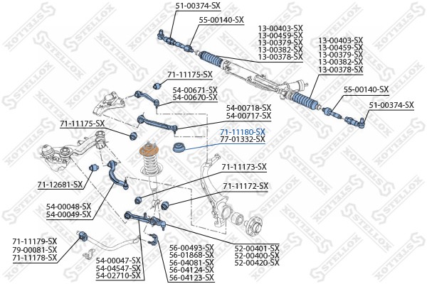 опора амортизатора переднего верхняя!\ Audi A4/A6/A8 all 95> 71-11180-SX STELLOX