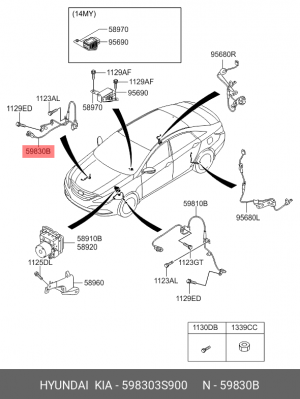 Датчик ABS передний правый 598303S900 HYUNDAI KIA
