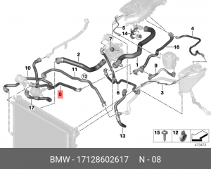 Трубка охл. жидкости 17128602617 BMW/MINI 17 12 8 602 617 BMW