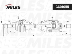 Привод в сборе левый FORD MONDEO 1.6-2.0 93-00 (GKN 302398) GC01055 GC01055 MILES