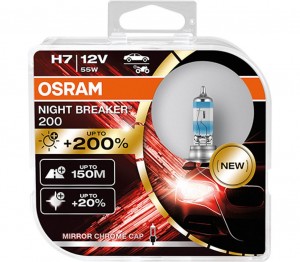 Лампа 12V H7 55W PX26d +200% 3700K бокс (2шт.) Night Breaker 200 OSRAM 64210NB200-HCB OSRAM