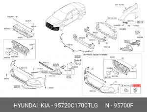 Датчик парковки HYUNDAI Sonata (17-) задний (TLG) OE 95720C1700TLG HYUNDAI KIA