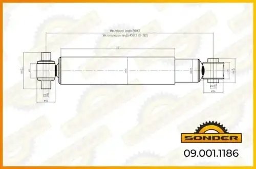Амортизатор переднего моста volvo fh(4)fm(4)fmx 090011186 SONDER