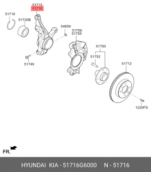 51716G6000 Кулак поворотный KIA PICANTO 17- правый 51716G6000 MOBIS