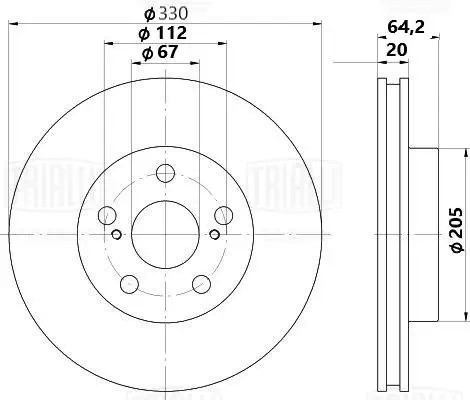 Диск торм. зад. d=330 R DF240113 TRIALLI