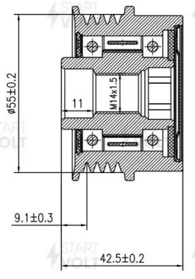 Шкив с обгонной муфтой генер. для а/м Toyota Camry V50 (11-) 2.5i (SGP 1907) SGP 1907 START VOLT