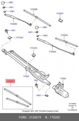 щётки стеклоочистителя бескаркасные к-кт!650/425мм\ Ford Focus 05> 2120675 FORD