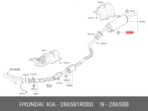 Кронштейн HYUNDAI Solaris крепления глушителя OE 28658-1R000 HYUNDAI KIA