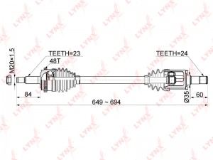 привод правый!\ Lada X-Ray CD-1180A LYNXAUTO