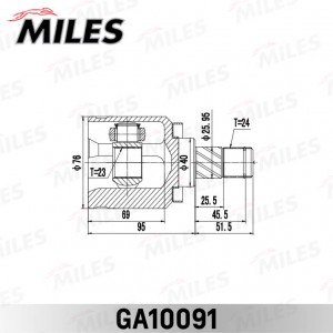 ШРУС внутренний NISSAN Primera P12 01-07 GA10091 GA10091 MILES