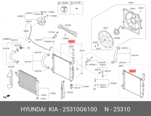 Радиатор KIA Picanto (17-) MКПП OE 25310G6100 HYUNDAI KIA
