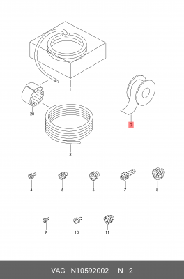 ЛЕНТА ИЗОЛЯЦИОННАЯ ДЛЯ МОТОРНОГО ОТСЕКА толщина 0,3 мм, ширина 19 мм, длина 1000 N 105 920 02 VAG