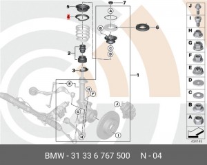 Прокладка BMW 1 (E81,E87) пружины передней верхняя OE 31 33 6 767 500 BMW