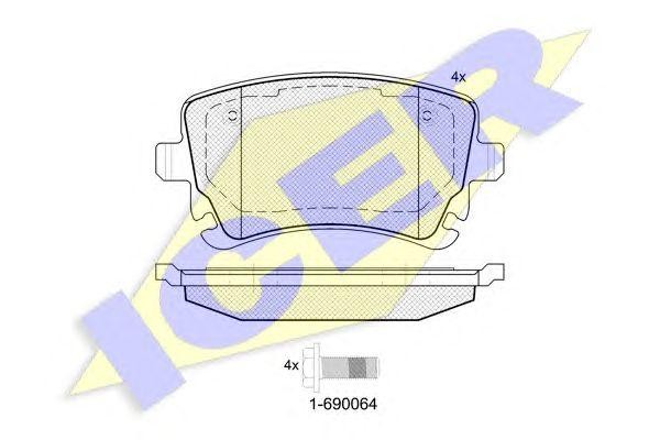 181674-204 колодки дисковые задние!\ Audi A4 S4 Quattro 4.2 03-04 181674204 ICER