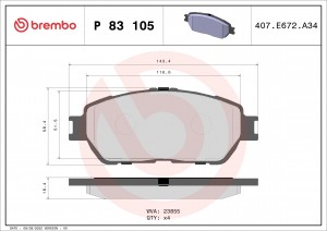 Колодки тормозные P83105 P83105 BREMBO