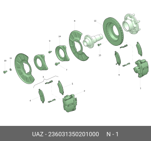 Суппорт УАЗ Профи Полуторка 4х2 (21-) задний правый в сборе (ОАО УАЗ) 236031350201000 UAZ UAZ