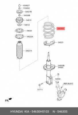 Пружина HYUNDAI Accent (10-) подвески передней ОЕ 54630H5103 HYUNDAI KIA