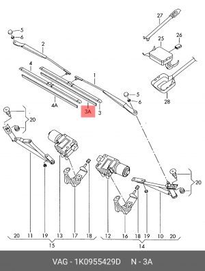 резинка щетки стеклоочист. 335/13'!\ VW Polo all 02> 1K0 955 429 D VAG