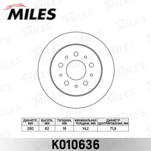 Диск тормозной задний CITROEN JUMPER/FIAT DUCATO/PEUGEOT BOXER (94-) 230, 244, 2 K010636 MILES