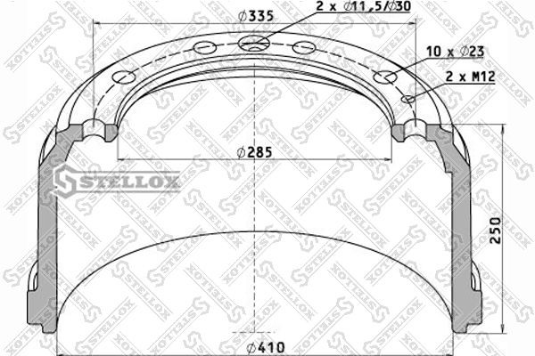 торм.барабан !410x180/193 H=250 d=285/335 n10x23 \Iveco Eurostar/tech 85-00023-SX STELLOX