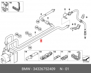 трубопровод тормозной !M10/M12-3684mm \BMW 3 E46 34 32 6 752 409 BMW