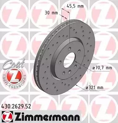 диск тормозной !Sport перед. 321x30/46-5x115 \ Opel Astra J GTC/Cascada/Zafira T 430.2629.52 ZIMMERMANN
