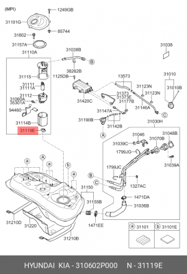 Фильтр топливный HYUNDAI ix35 (12-),Santa Fe (12-) (сетка) (в баке) OE 310602P000 HYUNDAI KIA