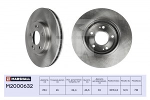 Тормозной диск передн. Hyundai Santa Fe I 01- M2000632 M2000632 MARSHALL
