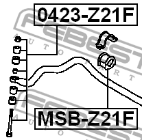 Втулка стабилизатора передняя MITSUBISHI COLT 02-12 (25мм) MSB-Z21F MSB-Z21F FEBEST