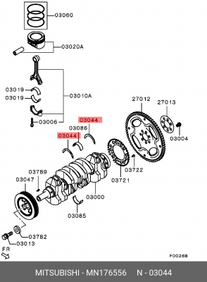 Полукольцо коленвала упорное MN176556 MN176556 MITSUBISHI