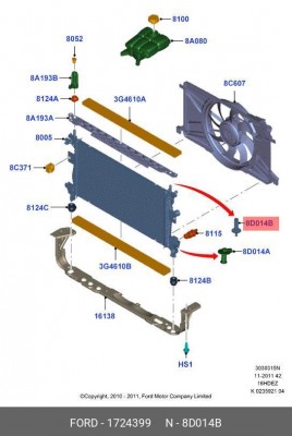 штифт бачка охл FoIII Zetec 1.6 1 724 399 FORD