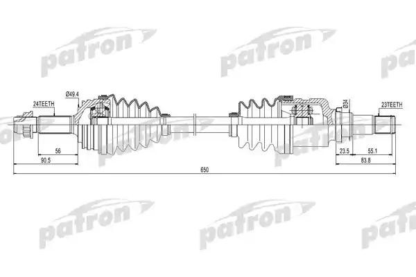 Вал привода CITROEN C2 (02-14) передний левый PATRON PDS0259 PATRON