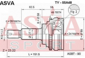ШРУС НАРУЖНИЙ 24x58x26)  (гарантия 6 месяцев) [12] TY55A48 TY-55A48 ASVA
