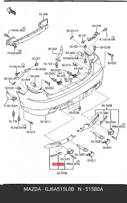 Катафот MAZDA 6 (05-) бампера заднего левый OE GJ6A-51-5L0B MAZDA
