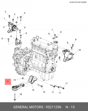 Опора КПП CHEVROLET Spark (M300) (10-) OE 95211296 GENERAL MOTORS