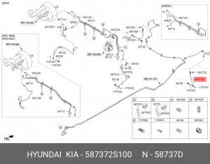 Шланг тормозной задний левый 587372S100 HYUNDAI KIA