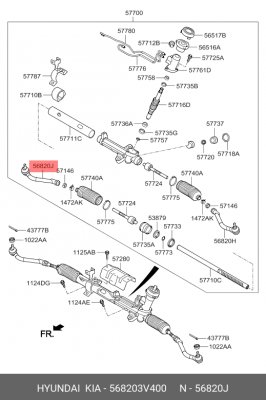 Наконечник рулевой тяги HYUNDAI i40 (11-) правый OE 568203V400 HYUNDAI KIA