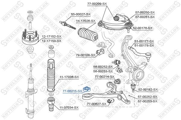 сайлентблок рычага передней подвески!\Honda Accord 08-12 77-00215-SX STELLOX